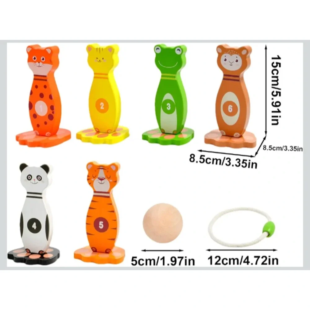 Wooden Ring Toss Game for Kids Animal Design Ages 1 +